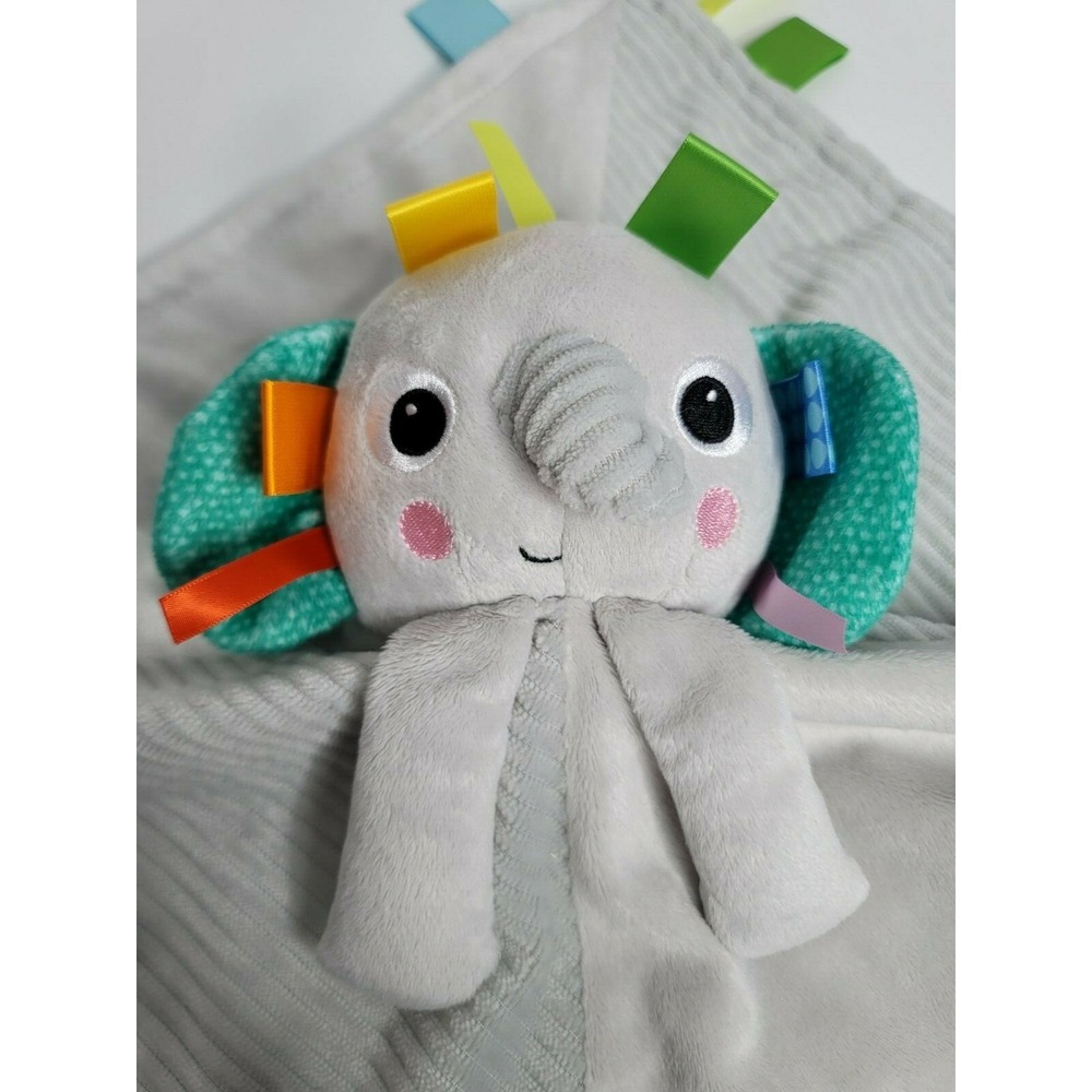 Bright Starts Taggies Cuddle n Tags Blankie Elephant Security Blanket Lovey Gray